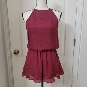 Wishlist Size M Wine / Burgundy Sleeveless, Open Back, Crepe Shorts Romper